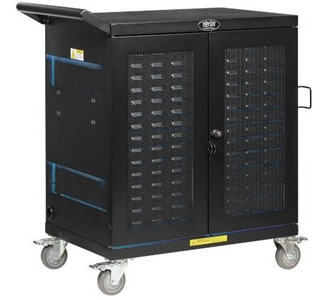 Safe-IT UV Locking Storage Cart for Mobile Devices and AV Equipment, Antimicrobial, Black
