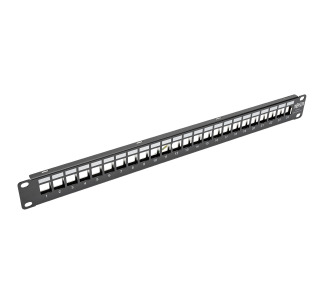 24-Port 1U Rack-Mount Shielded Blank Keystone/Multimedia Patch Panel, RJ45 Ethernet, USB, HDMI, Cat5e/6, TAA