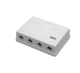 Pre-Configured Unshielded Cat6 4-Port Surface-Mount Box, 110 IDC, RJ45, White