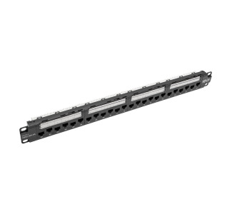 24-Port 1U Rack-Mount Cat6a/Cat6/Cat5e 110 Patch Panel with Cable Management Bar, 110 Punchdown, RJ45, TAA
