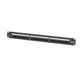 Cat5e 24-Port Patch Panel - PoE+ Compliant, 110/Krone, 568A/B, RJ45 Ethernet, 1U Rack-Mount, TAA