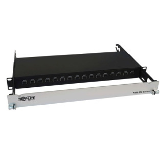 Spine-Leaf MPO Panel with Key-Up to Key-Up MTP/MPO Adapter - 12F MTP/MPO-PC M/M, 8F OM4 Multimode, 16 x 16 Ports, 1U