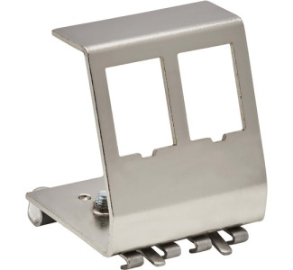 2-Port Metal DIN-Rail Mounting Module for Snap-In Keystone Jacks and Couplers, Silver, TAA