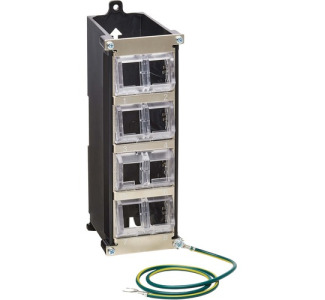 8-Port Metal DIN-Rail Mounting Keystone Patch Panel with Grounding, Black/Silver, TAA