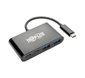 USB 3.1 Gen 1 USB-C Portable Hub with 2 USB-C Ports and 2 USB-A Ports, Thunderbolt 3 Compatible, Black