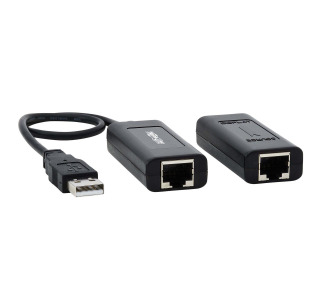 1-Port USB over Cat5/Cat6 Extender Kit with Power over Cable - USB 2.0, Up to 164 ft (50 m), Black