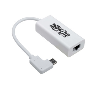 USB 3.1 Gen 1 Right-Angle USB-C to Gigabit Ethernet Network Adapter - 10/100/1000 Mbps, Thunderbolt™ 3 Compatible, White