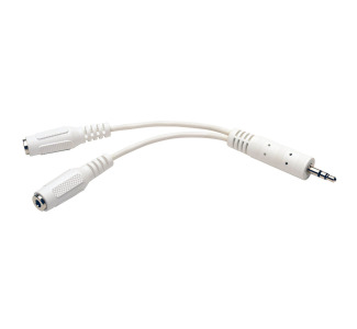 3.5mm Mini Stereo Cable adapter Y Splitter for Speakers and Headphones (M to 2x F) White, 6-in.