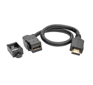 High-Speed HDMI with Ethernet All-in-One Keystone/Panel Mount Extension Cable (M/F), Angled Connector, 1 ft.