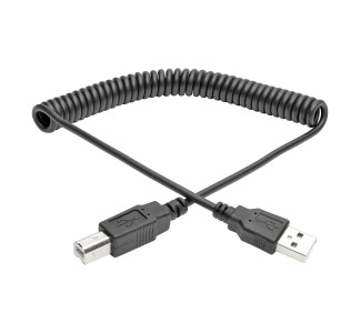 10ft Hi-Speed USB 2.0 to USB B Cable Coiled USB A-B M/M 10'