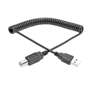 6ft Hi-Speed USB 2.0 to USB B Cable Coiled USB A-B M/M 6'