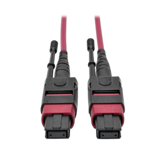 MTP/MPO Multimode Patch Cable, 12 Fiber, 40/100 GbE, 40/100GBASE-SR4, OM4 Plenum-Rated (F/F), Push/Pull Tab, Magenta, 2 m (6.6 ft.)