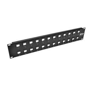 24-Port 2U Rack-Mount Unshielded Blank Keystone/Multimedia Patch Panel, RJ45 Ethernet, USB, HDMI, Cat5e/6