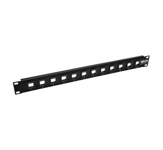 12-Port 1U Rack-Mount Unshielded Blank Keystone/Multimedia Patch Panel, RJ45 Ethernet, USB, HDMI, Cat5e/6