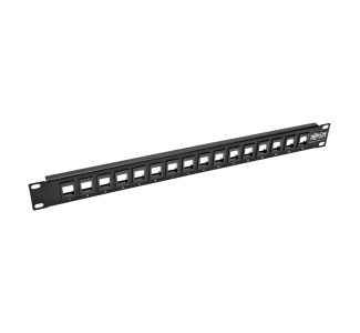 16-Port 1U Rack-Mount Unshielded Blank Keystone/Multimedia Patch Panel, RJ45 Ethernet, USB, HDMI, Cat5e/6