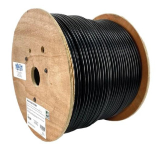 Cat6/Cat6e 600 MHz Solid-Core Outdoor-Rated (UTP) Bulk Ethernet Cable, Black, 1000 ft