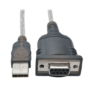 USB to Null Modem Serial FTDI Adapter Cable with COM Retention (USB-A to DB9 M/F), 18 in.