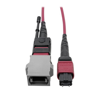 MTP/MPO Parallel Optics Base-8 Migration Fiber Adapter, Polarity A to B, 12 Fiber, 40 / 100 GbE, OM4 M/F, Magenta, 8 in.