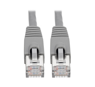 Cat6a 10G-Certified Snagless Shielded STP Network Patch Cable (RJ45 M/M), PoE, Gray, 10 ft.