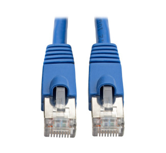 Cat6a 10G-Certified Snagless Shielded STP Network Patch Cable (RJ45 M/M), PoE, Blue, 35 ft.