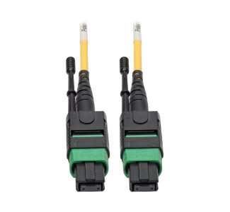 MTP/MPO (APC) Singlemode Patch Cable (F/F), 12 Fiber, 40/100 GbE, QSFP+ 40GBASE-PLR4, Plenum, Push/Pull Tab, Yellow, 5 m (16 ft.)