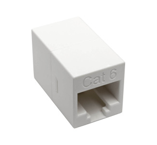 Cat6 Straight-Through Modular Compact In-Line Coupler (RJ45 F/F), White, TAA