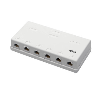 Pre-Configured Unshielded Cat6 6-Port Surface-Mount Box, 110 IDC, RJ45, White