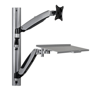 Single-Display Sit-Stand Wall-Mount Workstation with Thin-Client Mount