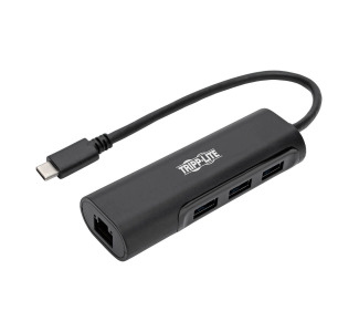 USB 3.1 Gen 1 USB-C Portable Hub/Adapter, 3 USB-A Ports and Gigabit Ethernet Port, Thunderbolt 3 Compatible, Black