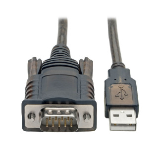 RS232 to USB Adapter Cable with COM Retention (USB-A to DB9 M/M), FTDI, 5 ft.