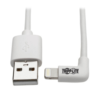 Right-Angle Lightning Cable, USB Type-A to Lightning, 3 ft. Cord, Reversible Lightning Plug