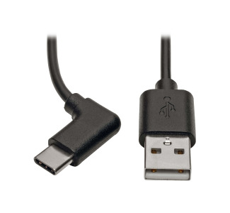 USB Type-A to Type-C Cable, M/M, Right-Angle USB-C, 2.0, 3 ft. - Thunderbolt 3 Compatible