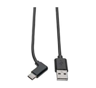 USB Type-A to Type-C Cable, M/M, Right-Angle USB-C, 2.0, 6 ft. - Thunderbolt 3 Compatible