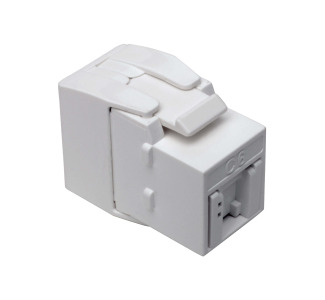 Keystone Jack Cat6a/Cat6/Cat5e, RJ45, Shuttered, Dust Cap - Toolless, PoE/PoE+ Compliant, White, TAA