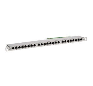 Cat5e/Cat6 24-Port Patch Panel - Shielded, Krone IDC, 568A/B, RJ45 Ethernet, 0.5U Rack-Mount, TAA