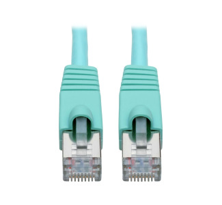 Cat6a 10G-Certified Snagless Shielded STP Network Patch Cable (RJ45 M/M), PoE, Aqua, 1 ft.