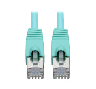 Cat6a 10G-Certified Snagless Shielded STP Network Patch Cable (RJ45 M/M), PoE, Aqua, 14 ft.