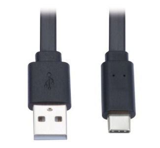 6 ft USB-A to USB-C Flat Cable - M/M, USB 2.0, Thunderbolt 3 Compatible, Black