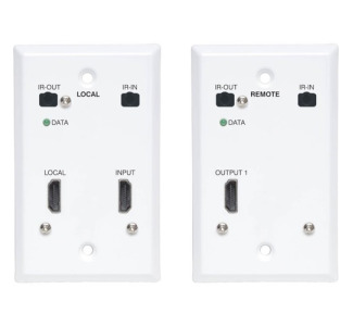 HDMI over Cat6 Extender Kit, Wallplate, 4K 60Hz, 4:4:4, IR, PoC, HDR, HDCP 2.2, 230 ft., TAA