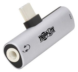 Tripp Lite USB-C to 3.5 mm Headphone Jack Adapter for Hi-Res Stereo Audio - PD 3.0 and QC 2.0 Charging, Silver