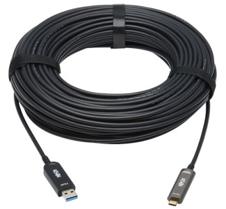 USB-A to USB-C AOC Cable (M/M) - USB 3.2 Gen 2 Plenum-Rated Fiber Active Optical - Data Only, Black, 30 m