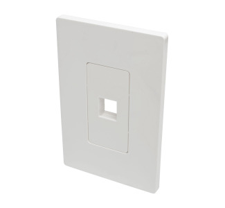 1-Port Single-Gang Universal Keystone Wallplate, White, TAA