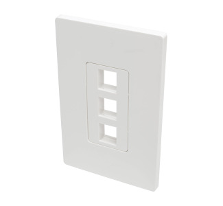 3-Port Single-Gang Universal Keystone Wallplate, White, TAA