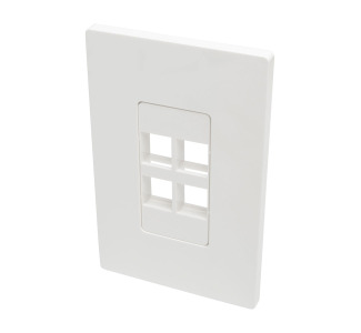 4-Port Single-Gang Universal Keystone Wallplate, White, TAA