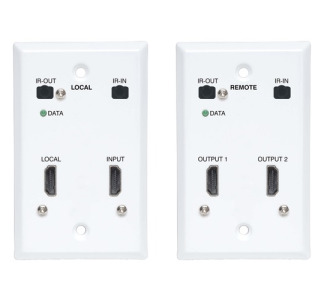 HDMI over Cat6 Extender Kit, Wallplate, 4K 60Hz, HDR, Dual Output, IR, PoC, 230 ft., TAA