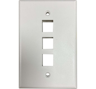 Safe-IT 3-Port Single-Gang Keystone Wall Plate, Antibacterial, Ivory Matte, TAA