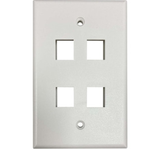 Safe-IT 4-Port Single-Gang Keystone Wall Plate, Antibacterial, Ivory Matte, TAA