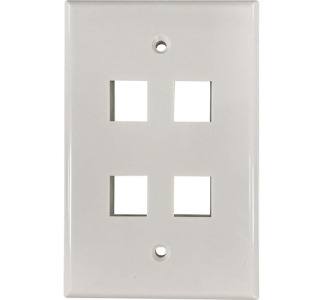 Safe-IT 4-Port Single-Gang Keystone Wall Plate, Antibacterial, Ivory Gloss, TAA