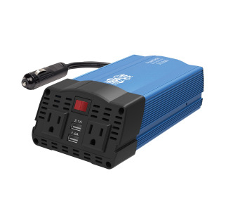 375W PowerVerter Ultra-Compact Car Inverter with 2 AC Outlets, 2 USB Charging Ports and Battery Cables