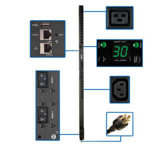 5/5.8kW Single-Phase Switched PDU with LX Platform Interface, 208/240V Outlets (20 C13  4 C19), L6-30P, 0U, TAA